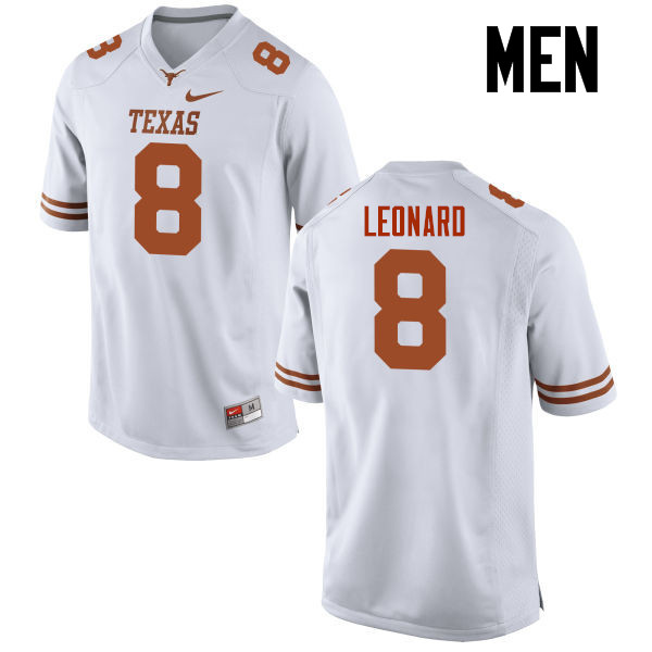 Men #8 Dorian Leonard Texas Longhorns College Football Jerseys-White